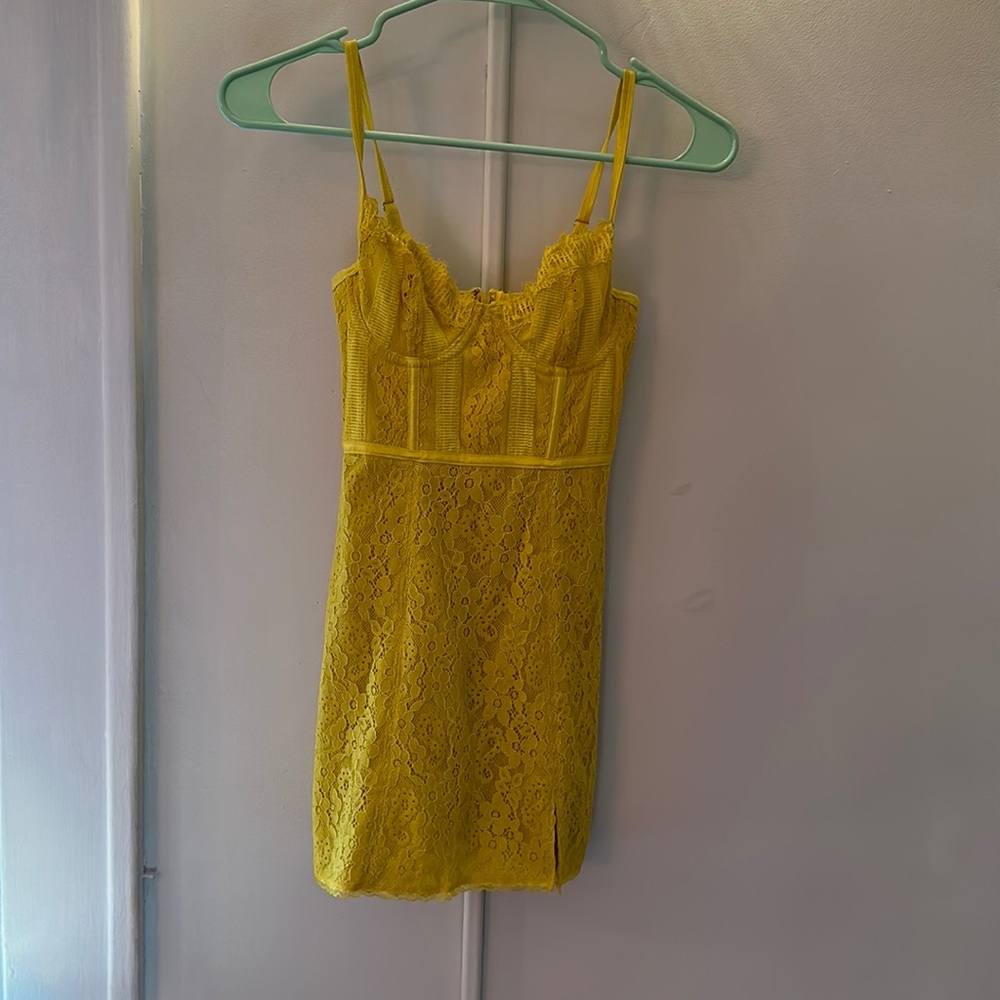 yellow mini corset dress